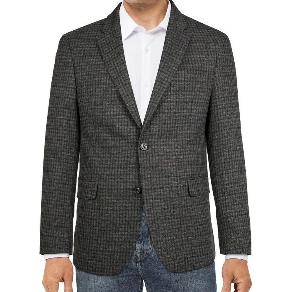 Tommy Hilfiger Men's TH Flex Sport Coat 38 Long NWT Gray Blue Check Blazer 4